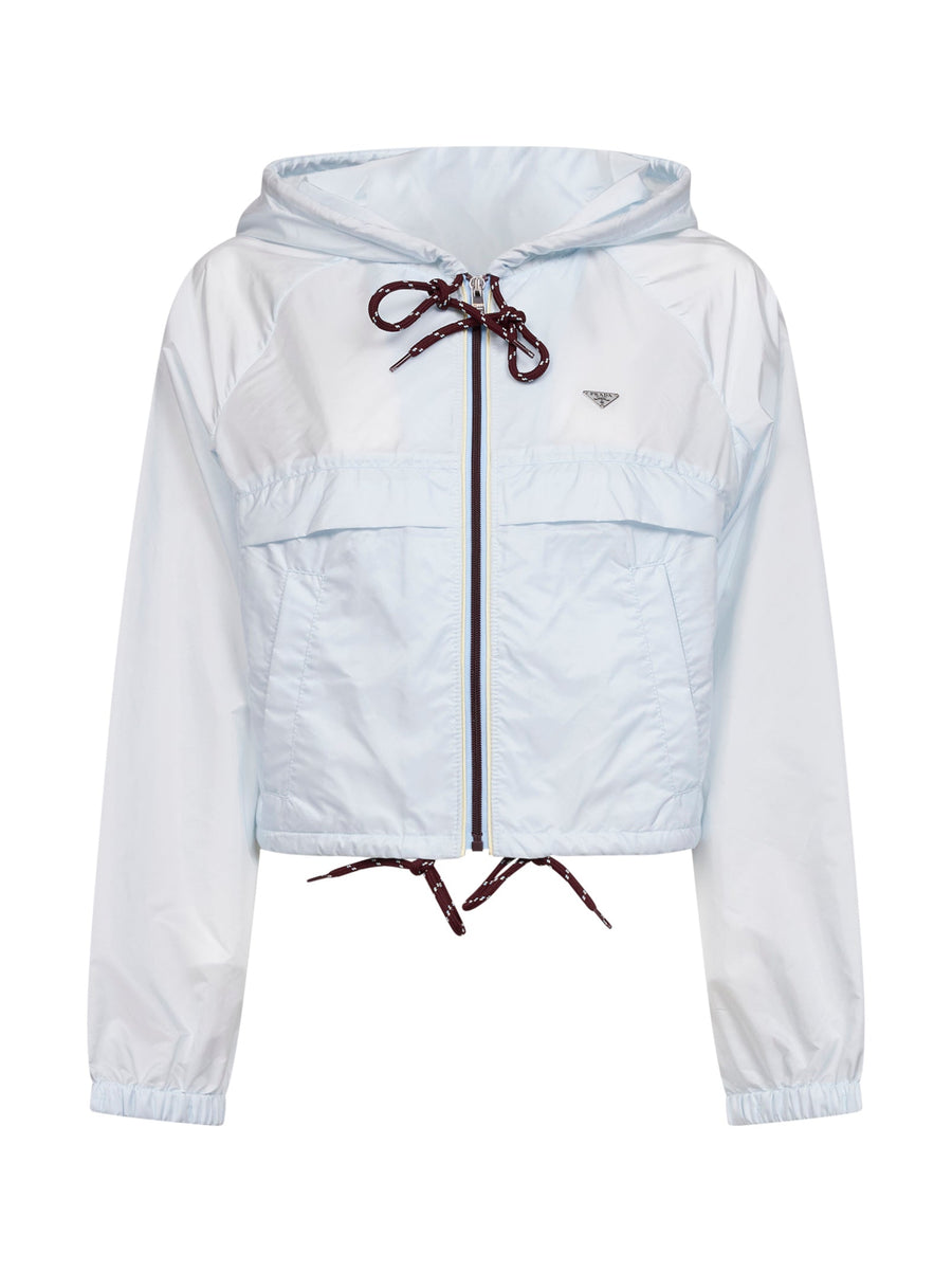 Light Blue Re-Nylon Hooded Jacket Recycled Polyamide Bomber