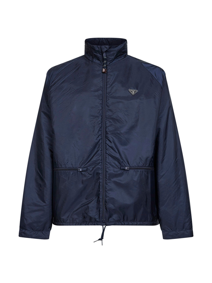 Blue Re-Nylon Hooded Jacket Recycled Polyamide Bomber