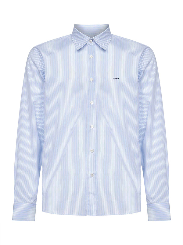 Sky Blue And White Striped Shirt Cotton