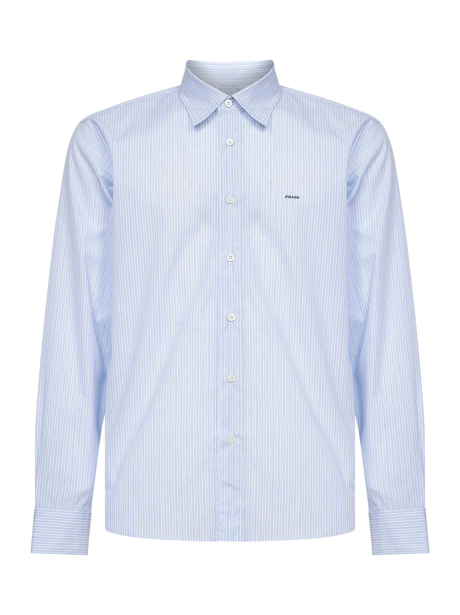 Sky Blue And White Striped Shirt Cotton
