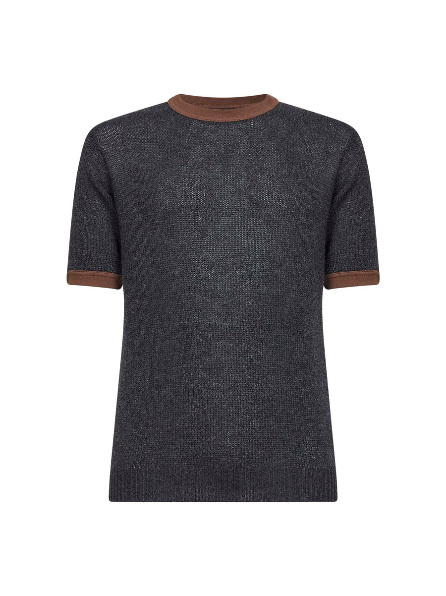 Anthracite Cashmere Knit Crewneck Sweater Grey