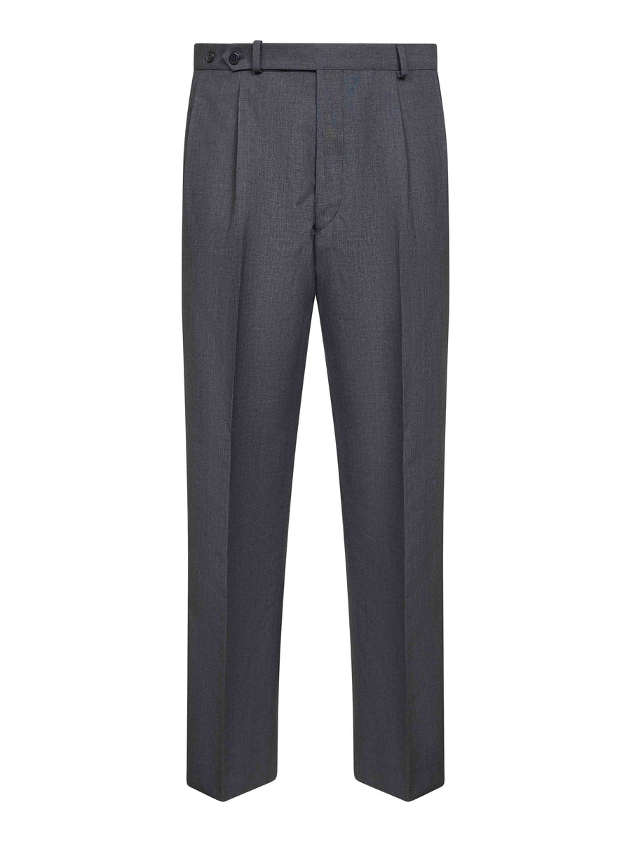 Slate Virgin Wool Blend Trousers Grey