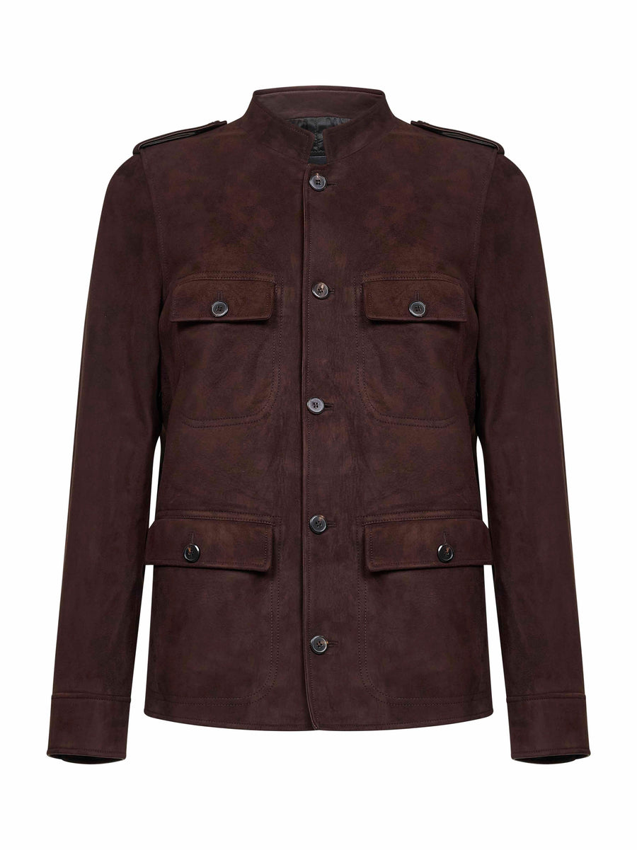 Coffee Suede Jacket Brown Furs & Skins - Lamb Skin Bomber