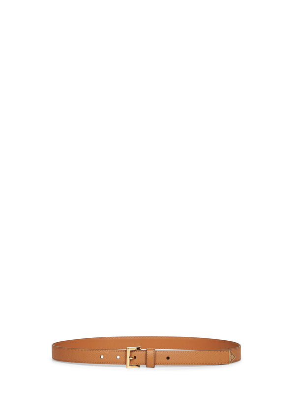 Caramel Saffiano Leather Belt Camel Calf