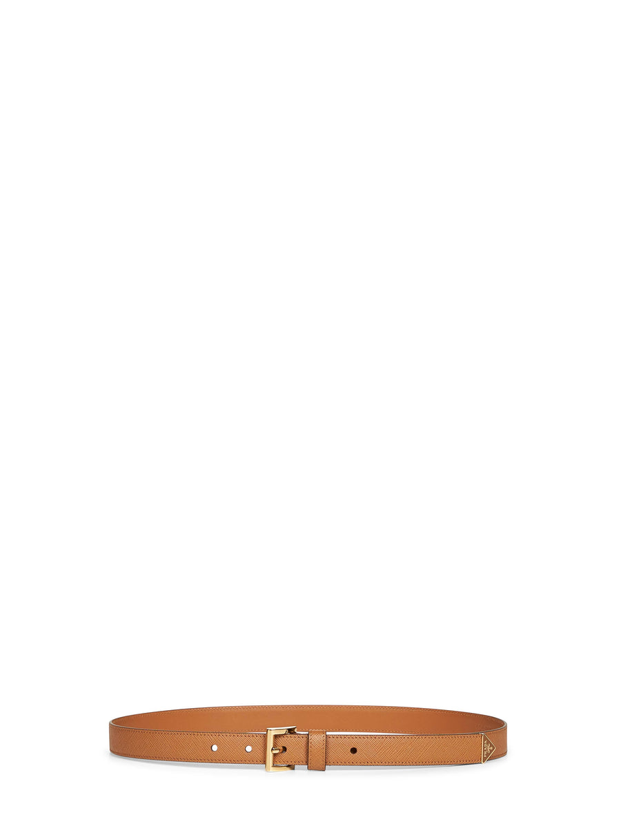 Caramel Saffiano Leather Belt Camel Calf