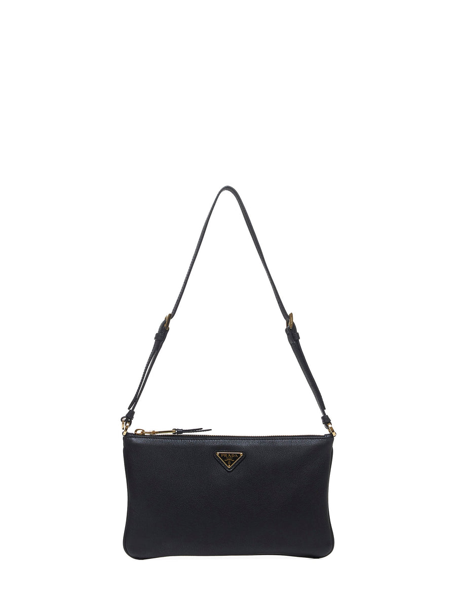 Black Leather Shoulder Bag Calf