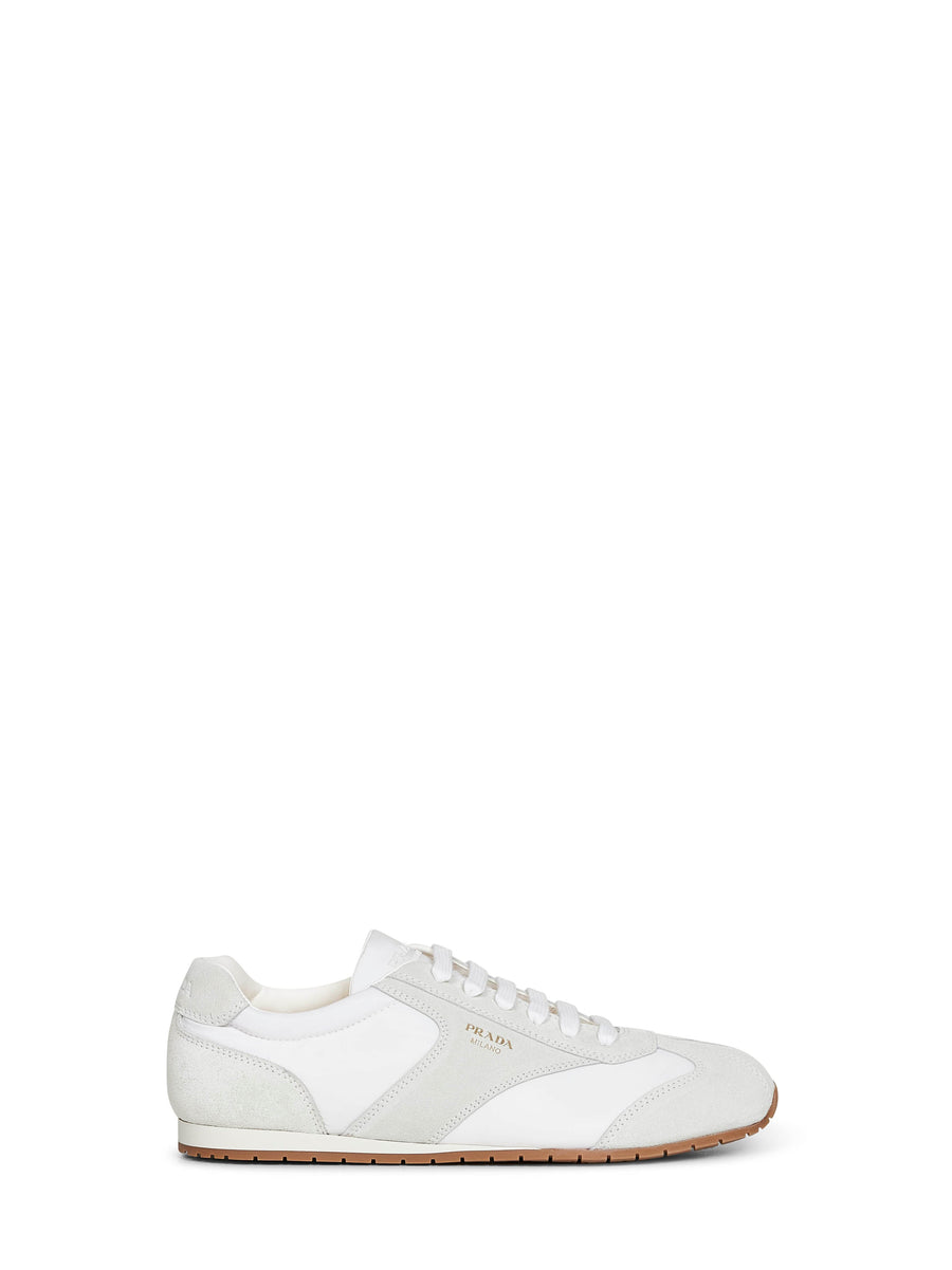 White Re-Nylon And Suede Sneakers Recycled Polyamide Trainers