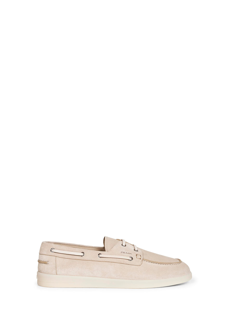 Boat Shoes Desert Suede Beige Calf Leather Lace-up