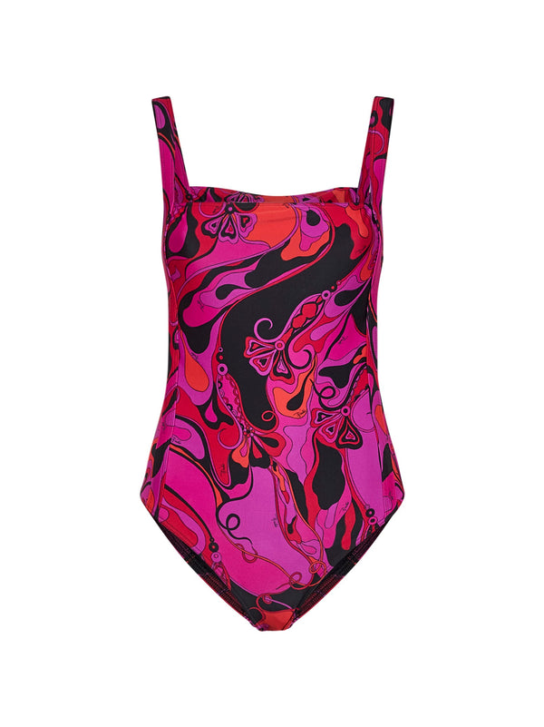 One-Piece Swimsuit Orchidee Print Fuchsia-Black Multicolour Polyamide Swimwear