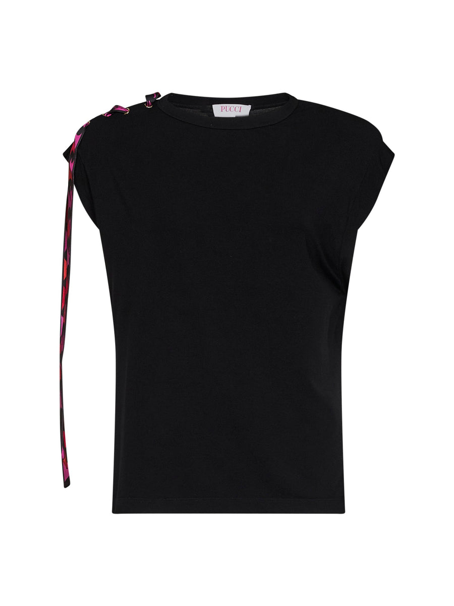 Tank Top Stretch Jersey Black Viscose