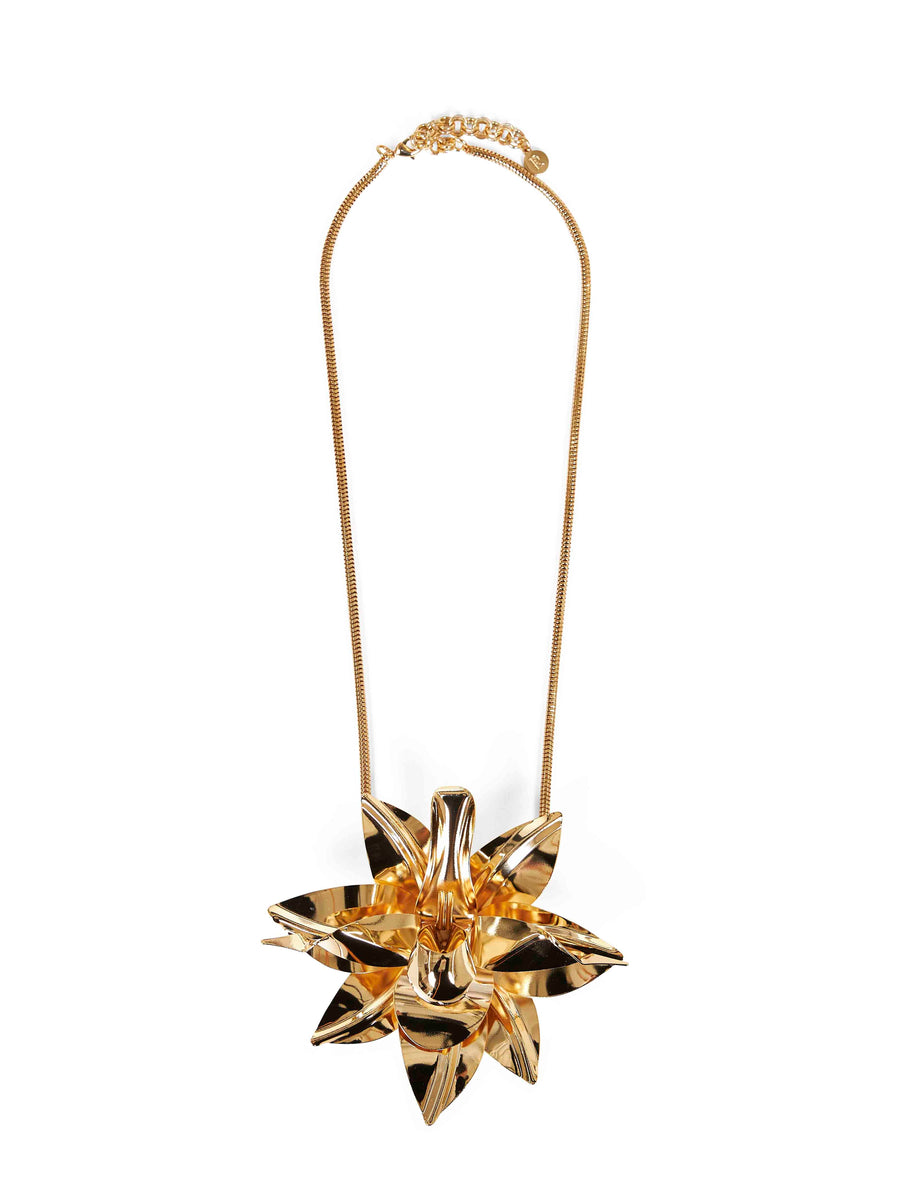 Necklace Flower Pendant Gold Metal Brass Necklaces