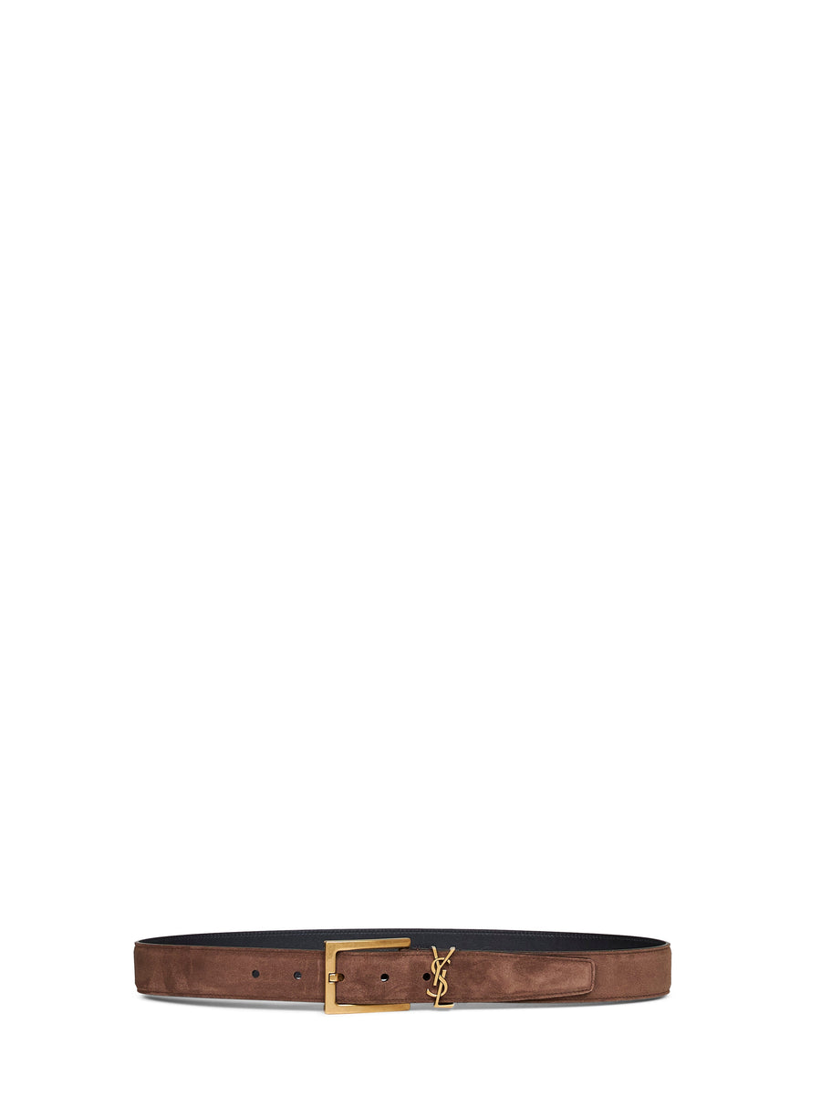 Belt Cassandre Suede Coffee Brown Calfskin