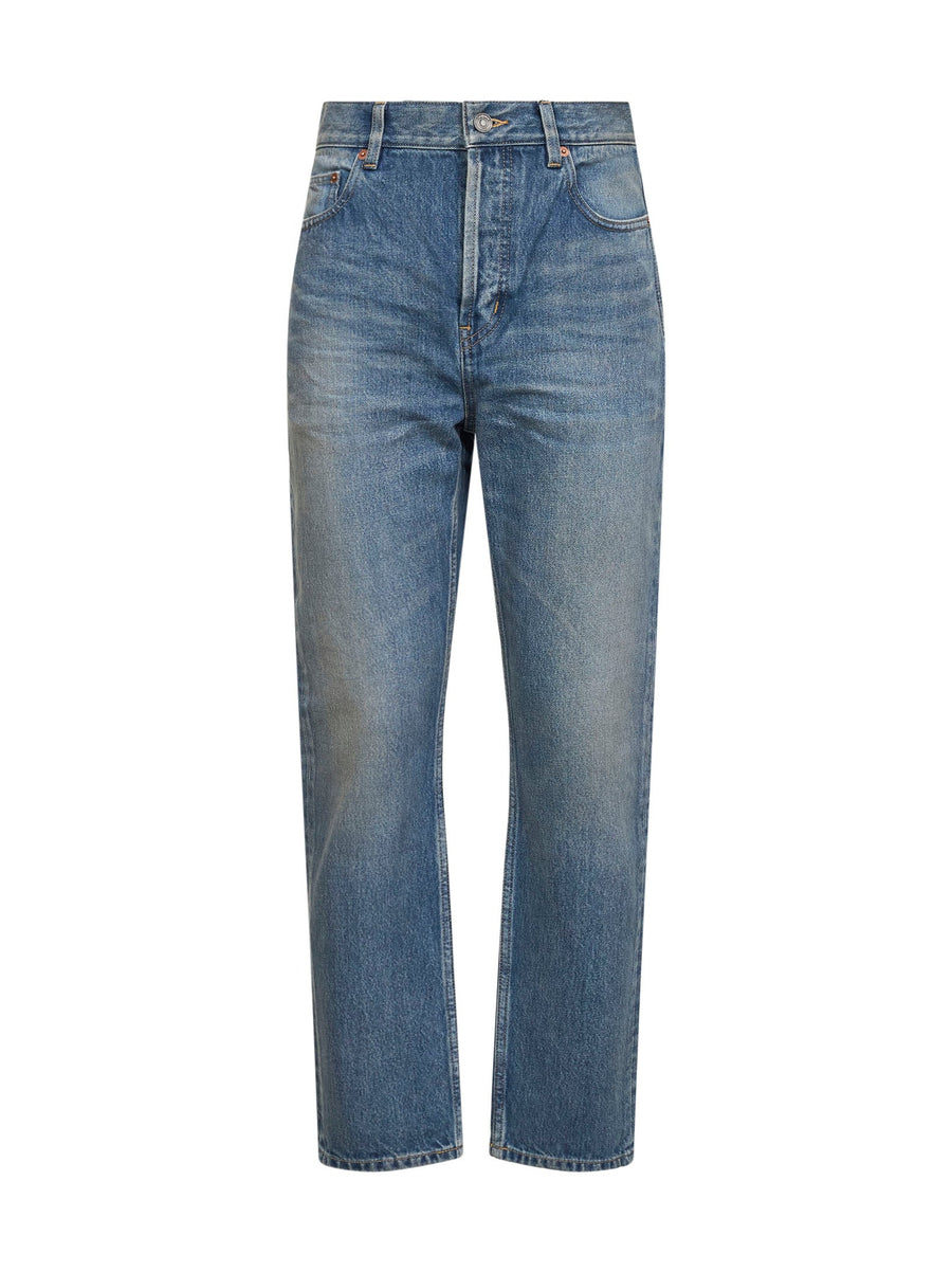 Jeans Ankle-Length Denim Medium Blue Cotton