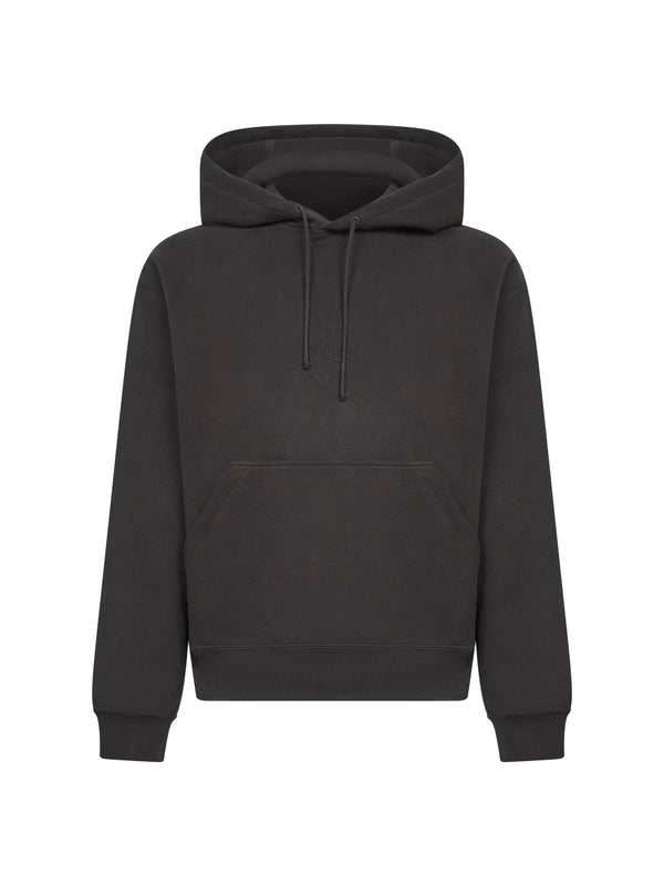 Black Hoodie With Adjustable Drawstring Cotton Sweatshirts