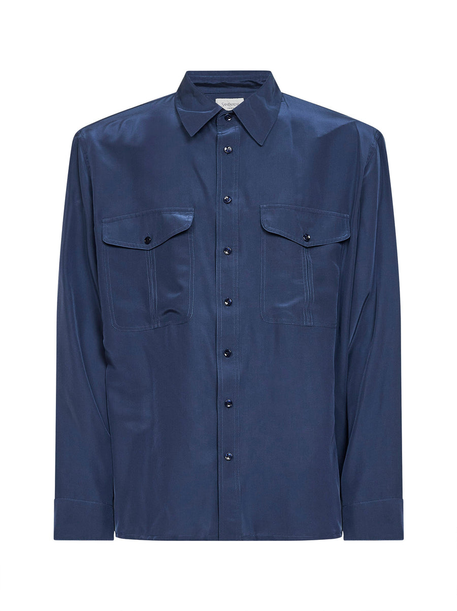 Shirt Blue Viscose-Silk