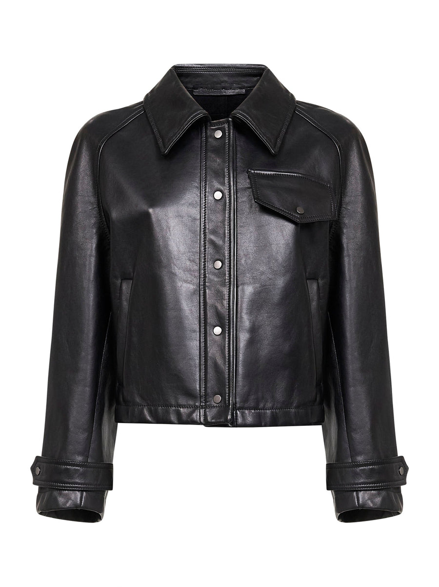 Black Plongè Nappa Leather Jacket Ovine Bomber