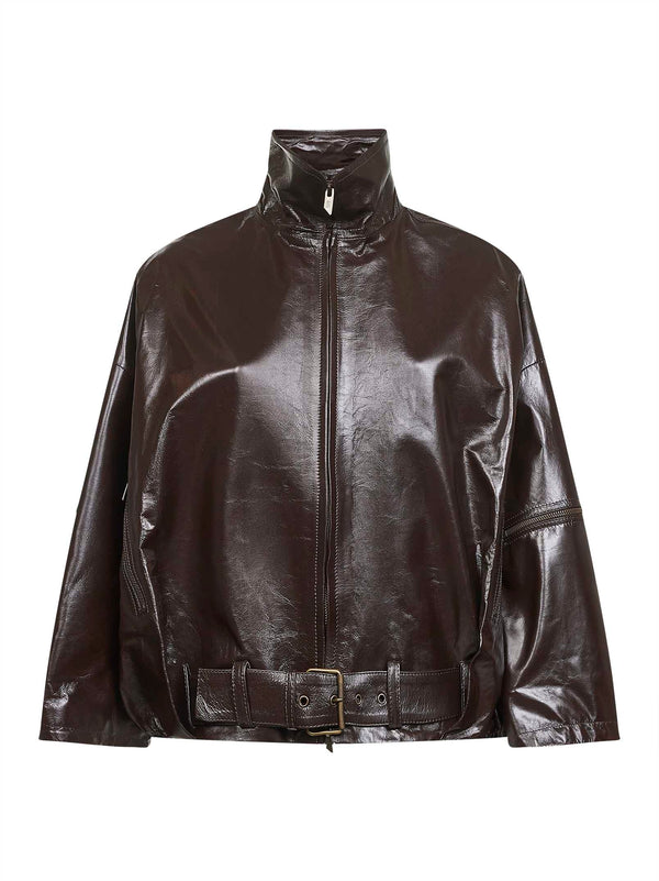 Brown Sheen Nappa Leather Jacket Ovine (top Grain) Bomber