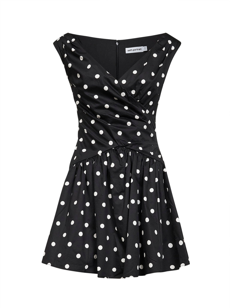 Black Polka Dot Cotton Mini Dress