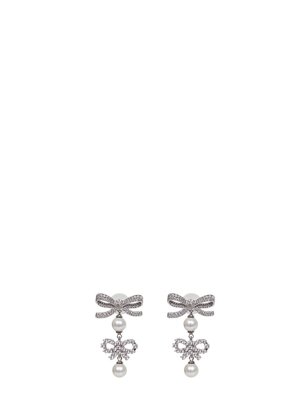 Double Bow Pearl Earrings Silver Metals & Alloys→copper