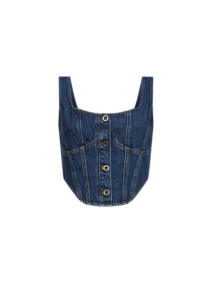 Blue Denim Corset Top Cotton Tops