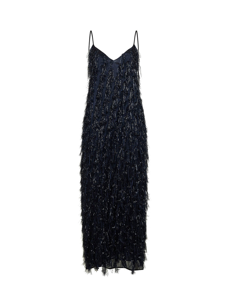 Long Dress Navy Blue Viscose
