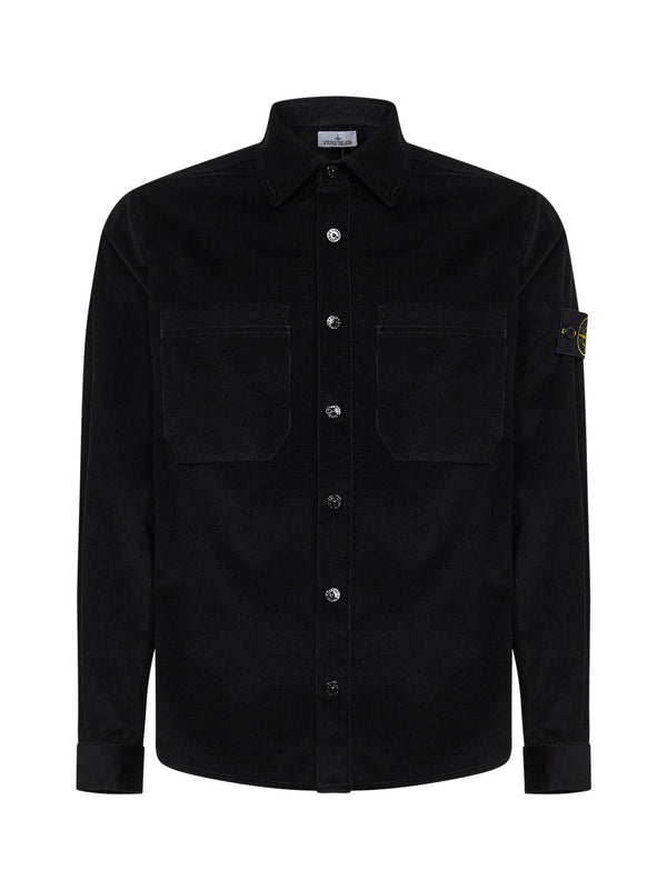 Overshirt Micro-Corduroy Black Cotton Shirt