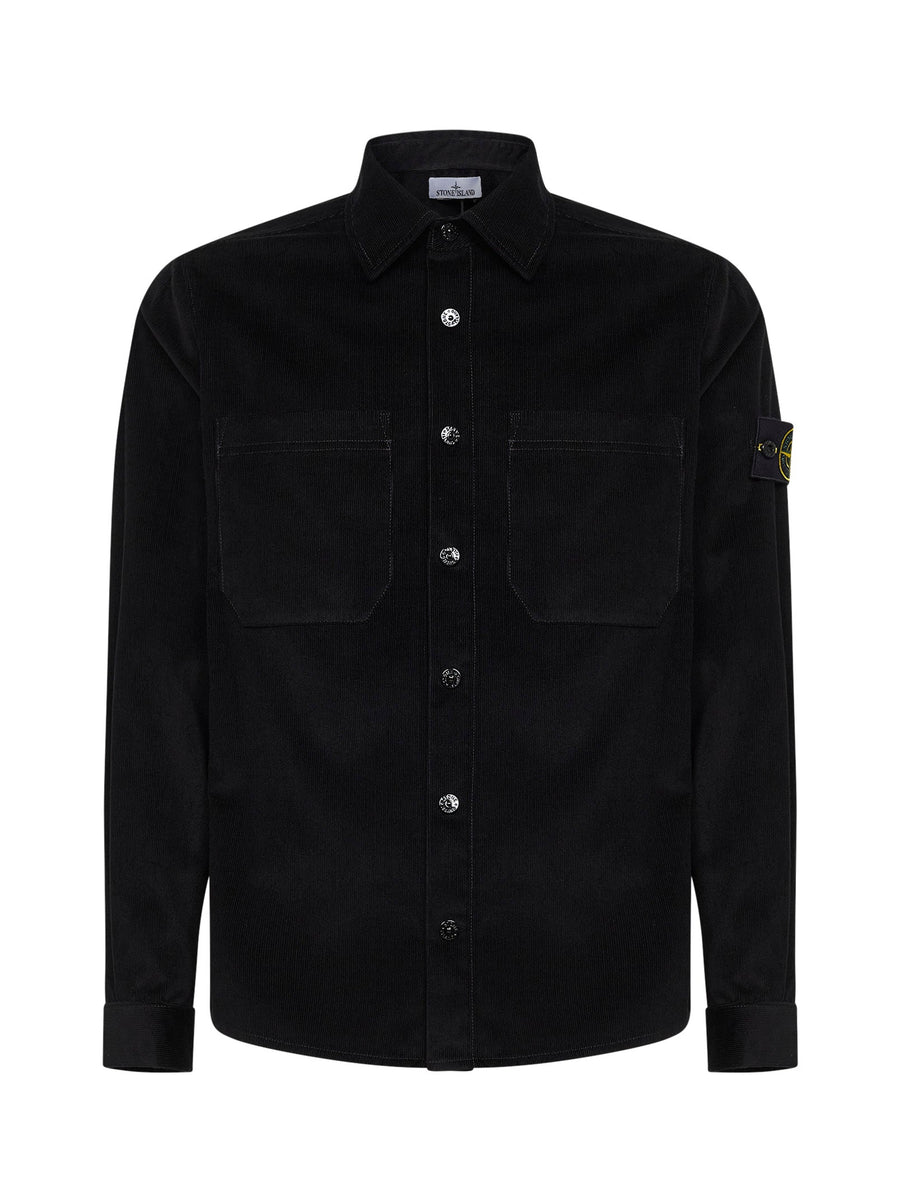 Overshirt Micro-Corduroy Black Cotton Shirt