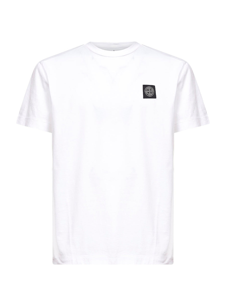 White Slim-Fit Logo Patch T-Shirt Cotton T-shirts