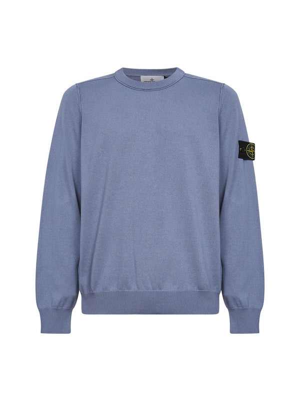 Avio Blue Organic Cotton Knit Crewneck Sweater