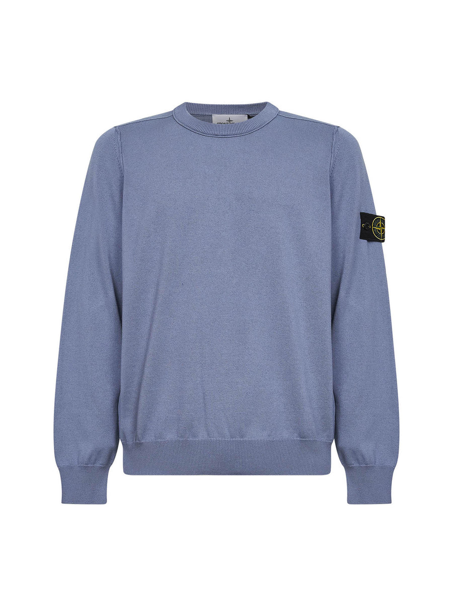Avio Blue Organic Cotton Knit Crewneck Sweater