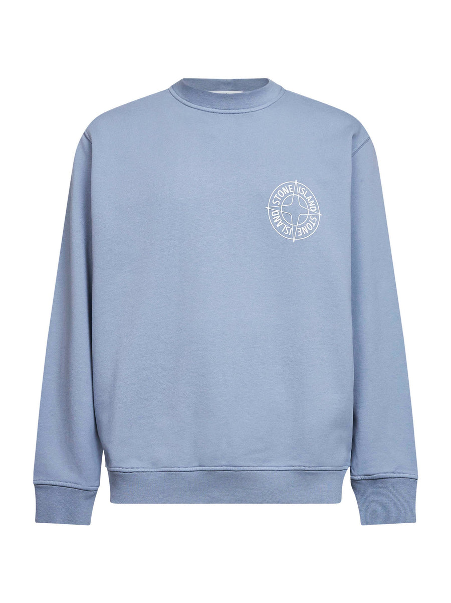 Avio Blue Cotton Printed Sweatshirt Light Sweatshirts