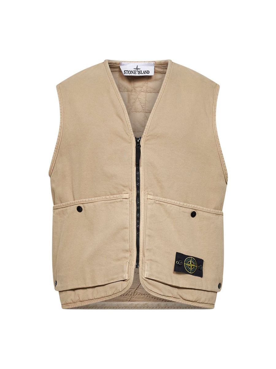 Cotton Vest Panama Beige Bomber Jackets