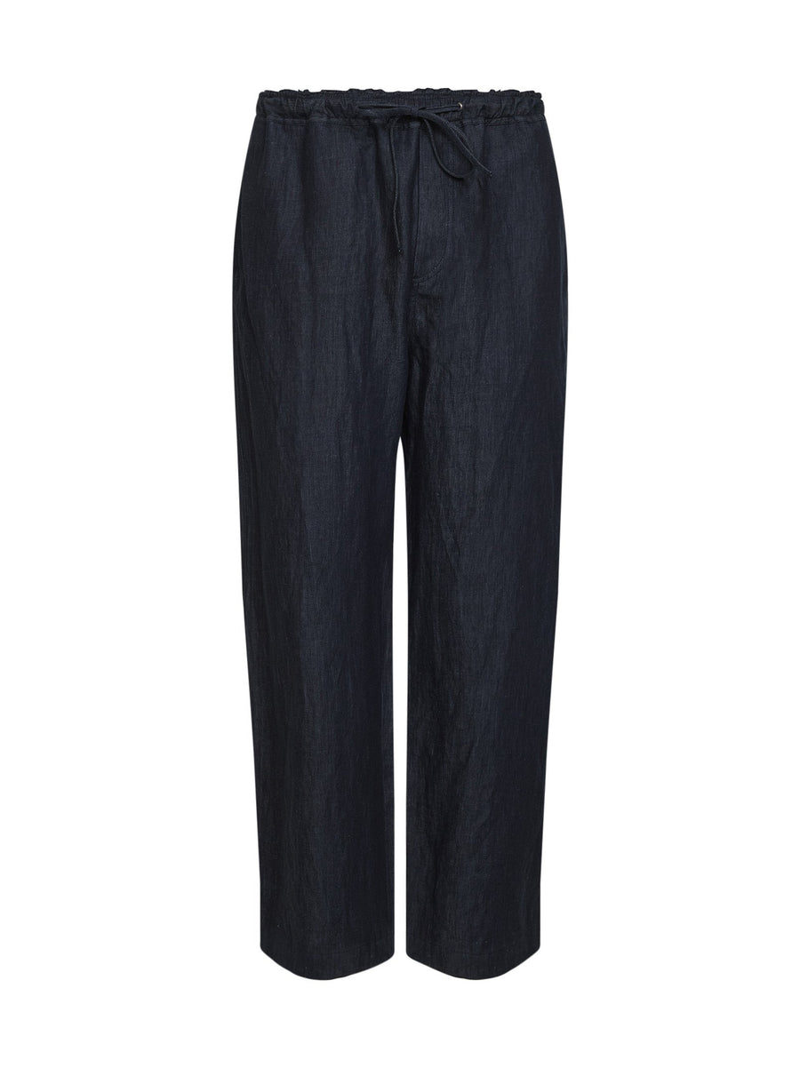 Indigo Cotton And Linen Twill Trousers Blue