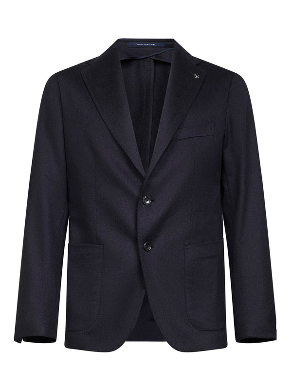 Blue Camel Drap Single-Breasted Blazer Wool Jacket