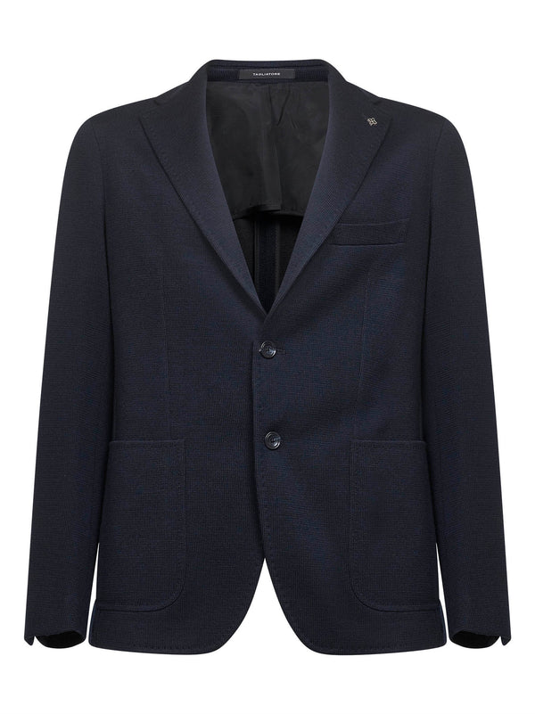 Blue Jersey Montecarlo Single-Breasted Blazer Polyester Jacket