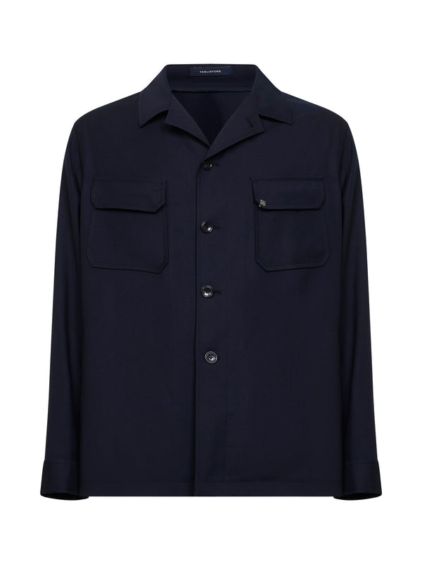 Shirt Jacket Virgin Wool Blue Bomber