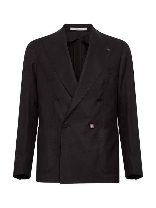 Double-Breasted Blazer Montecarlo Dark Brown Virgin Wool Jacket