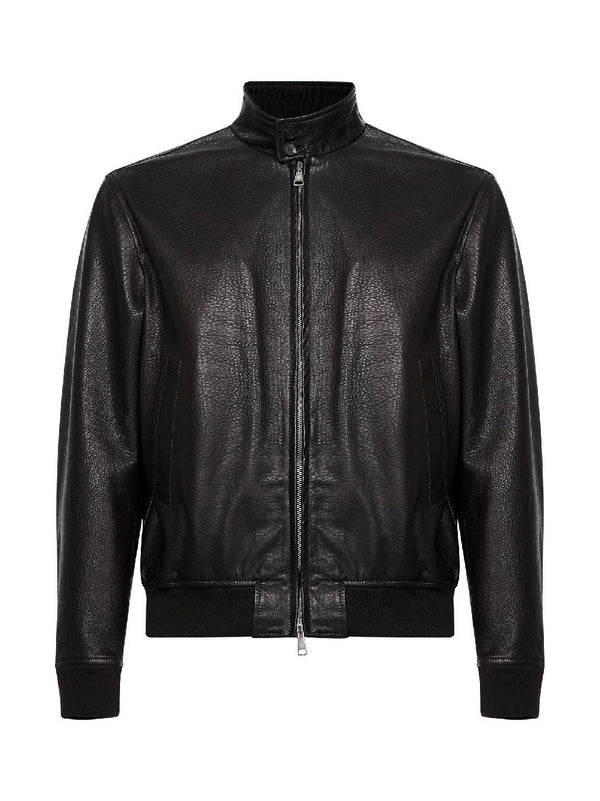 Bomber Jacket Nappa Leather Dark Brown Lambskin