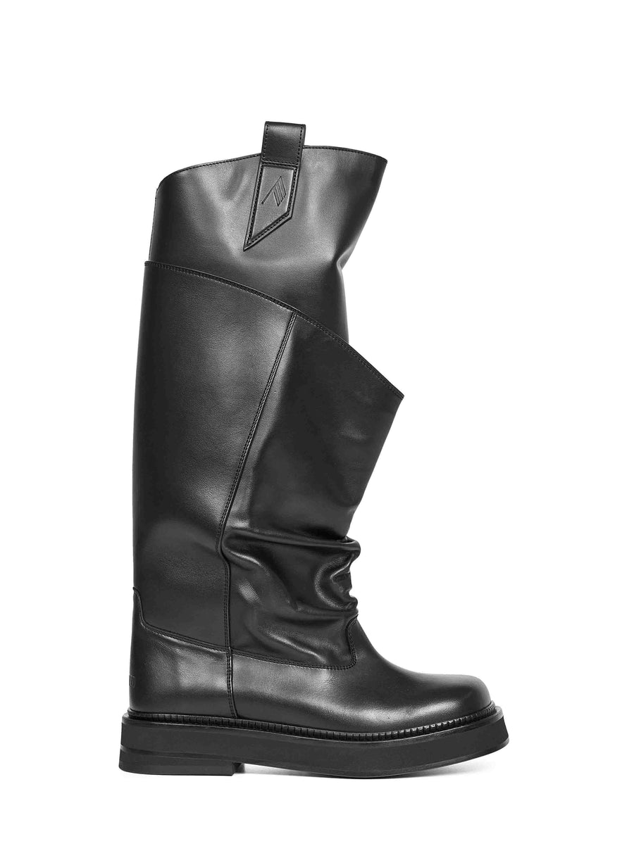 Black New Robin Passeggiata Combat Boots Calf Leather