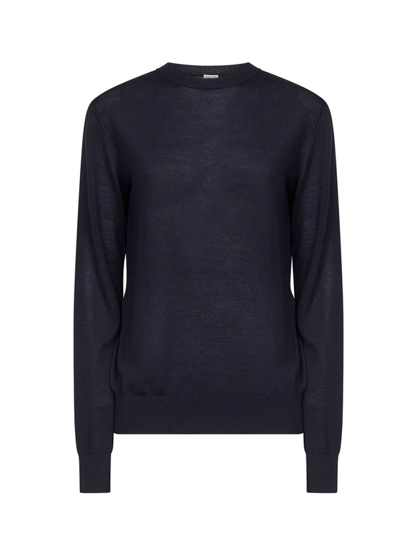 Midnight Blue Merino Wool And Silk Sweater
