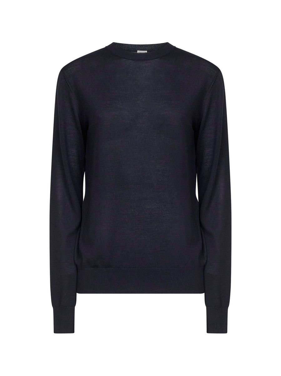 Midnight Blue Merino Wool And Silk Sweater