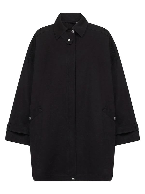 Black Organic Cotton Oversized Trench Jacket & Raincoats
