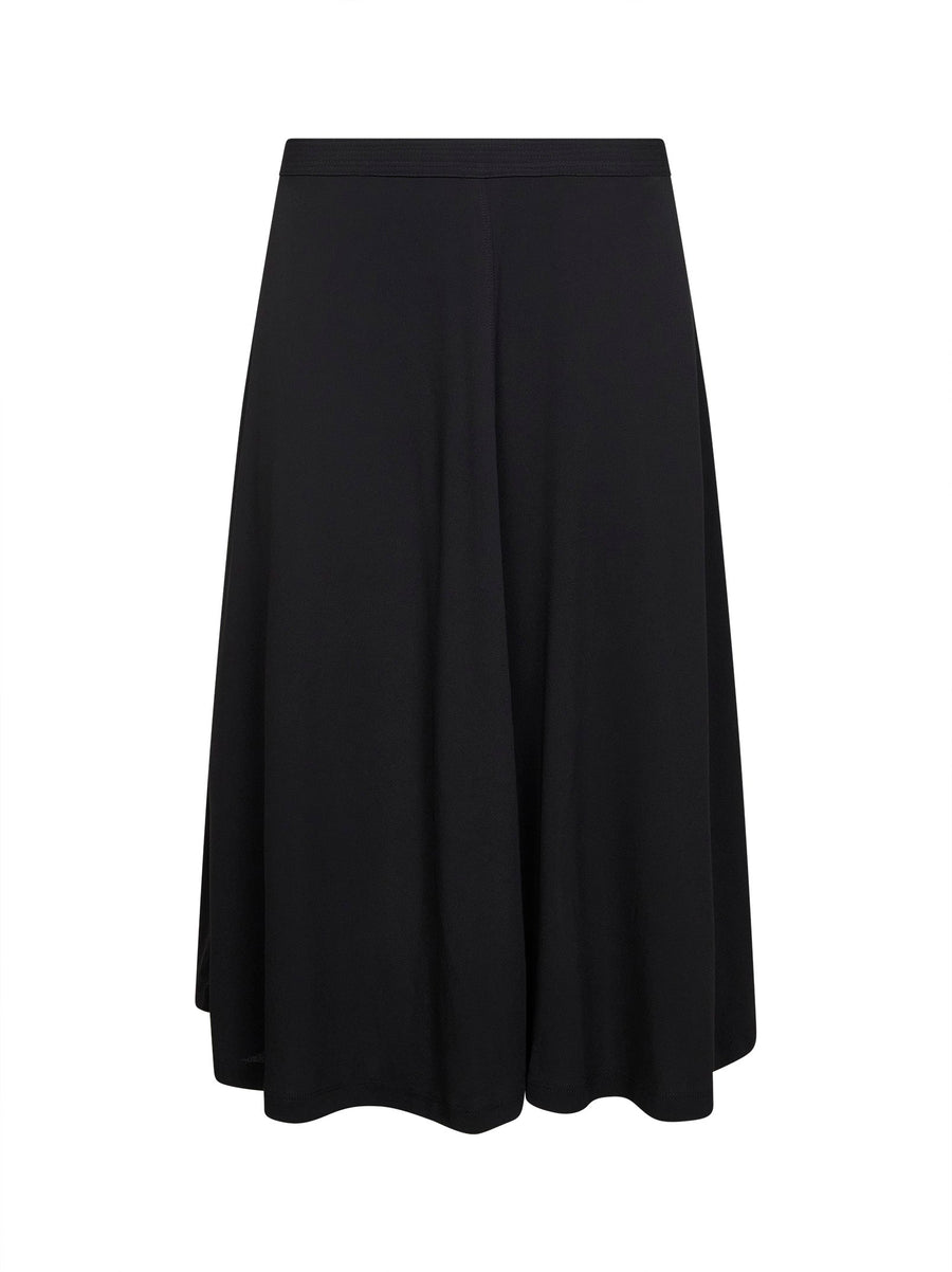 Black Fluid Jersey Midi Skirt Viscose