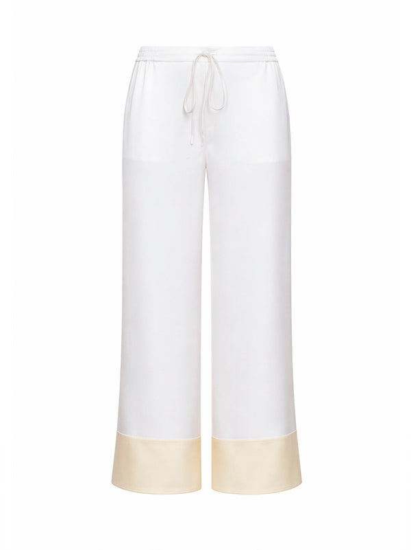 Trousers Satin Drawstring White Viscose