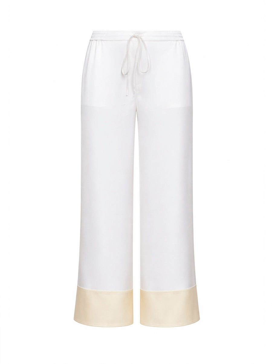 Trousers Satin Drawstring White Viscose