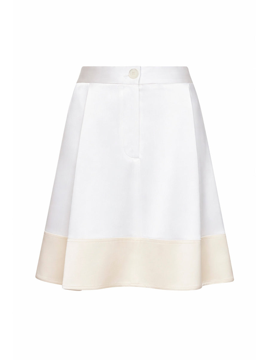Short Satin Tuxedo Skirt White Viscose