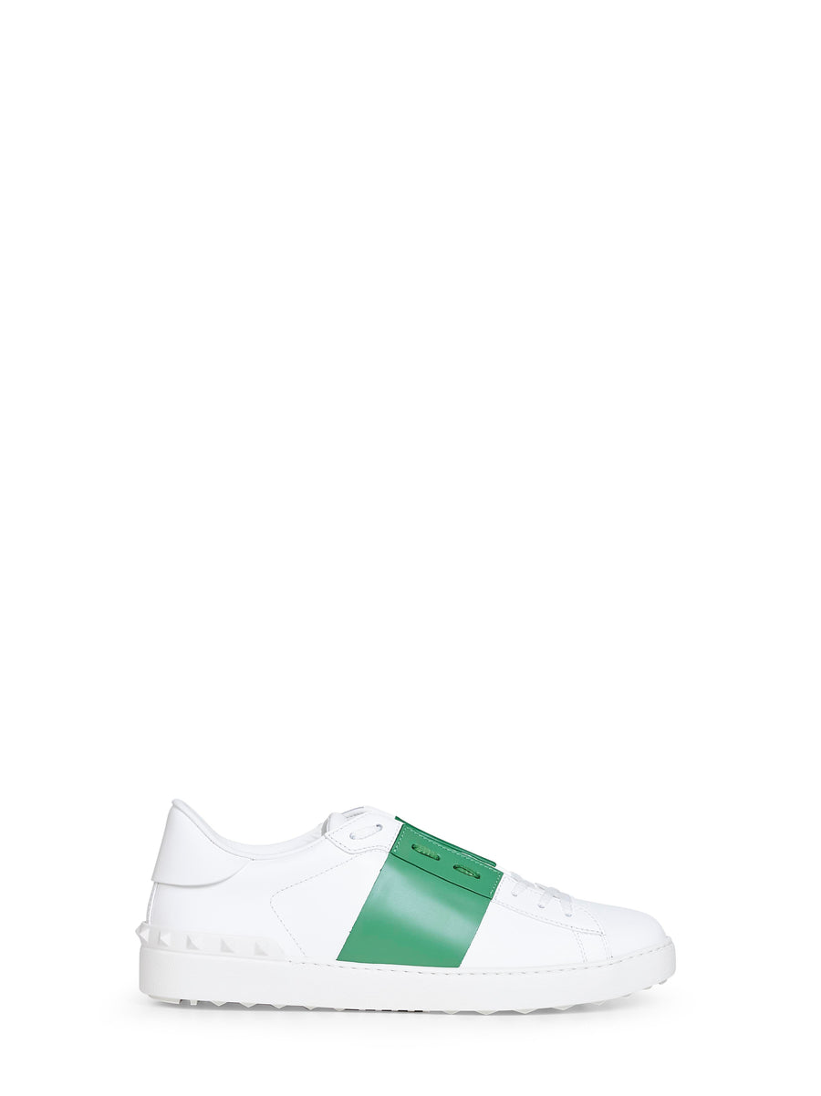 Sneakers Calfskin White-Green Calf Leather Trainers