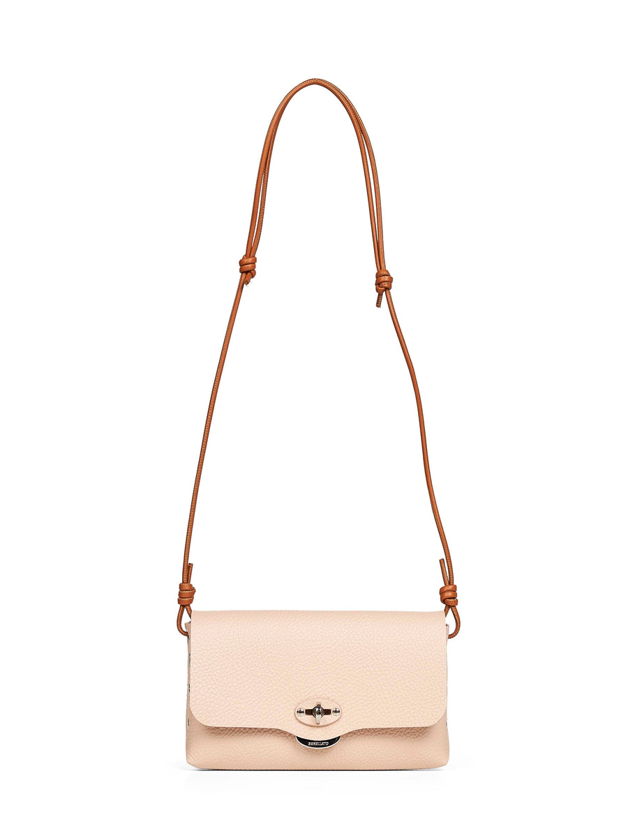 Pink Lettera Small Mini Bag With Shoulder Strap Bovine Leather Handbags