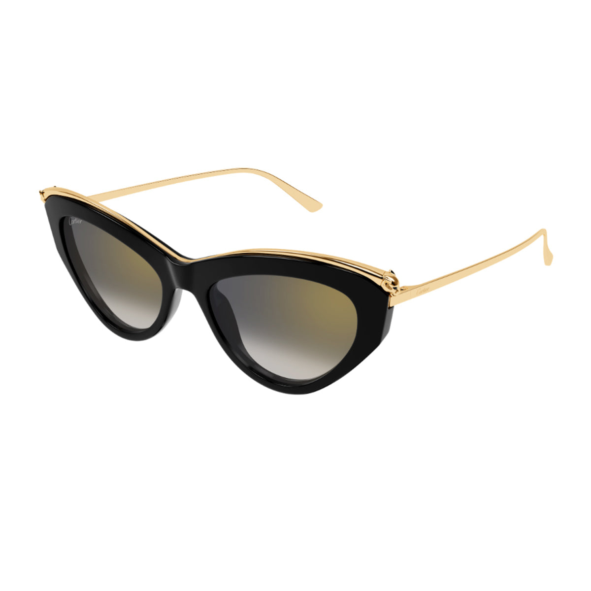 Cartier CT0596S Panthere de 001 Black Gold Grey Nero Recycled Acetate/metal Occhiali Da Sole