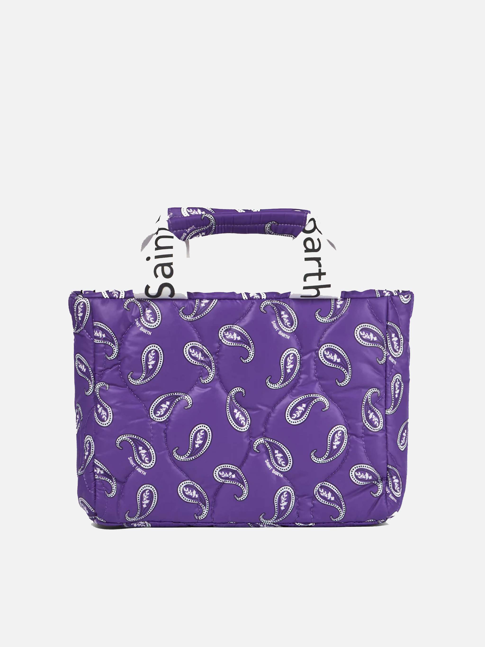 Puffer Handbag With Paisley Print Pink Bag